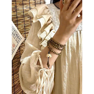 Vòng Đeo Tay Chuỗi Hạt Gỗ Đàn Hương Hoa Sen Nhiều Vòng Tròn Nghệ Thuật retro Phật Giáo Cho Nam Và Nữ