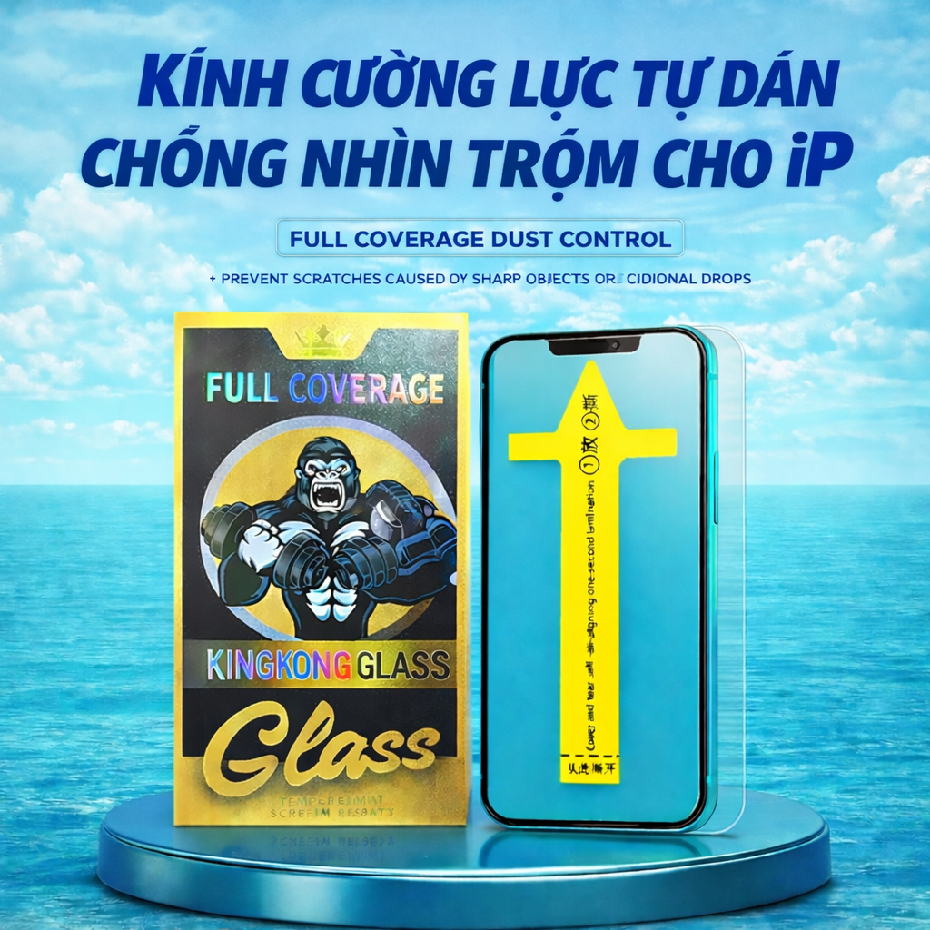 Kính cường lực iphone tự dán KINGKONG  chống nhìn trộm cho ip 7P/8P/X/Xsmax/11/11promax/...13promax