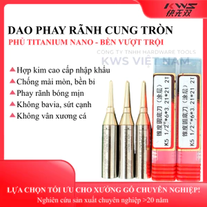 Mũi Soi Rãnh Router Bit KWS Phủ Titanium – Mũi Phay Chữ V Cung Tròn Cắt MDF Plywood Gỗ Công Nghiệp