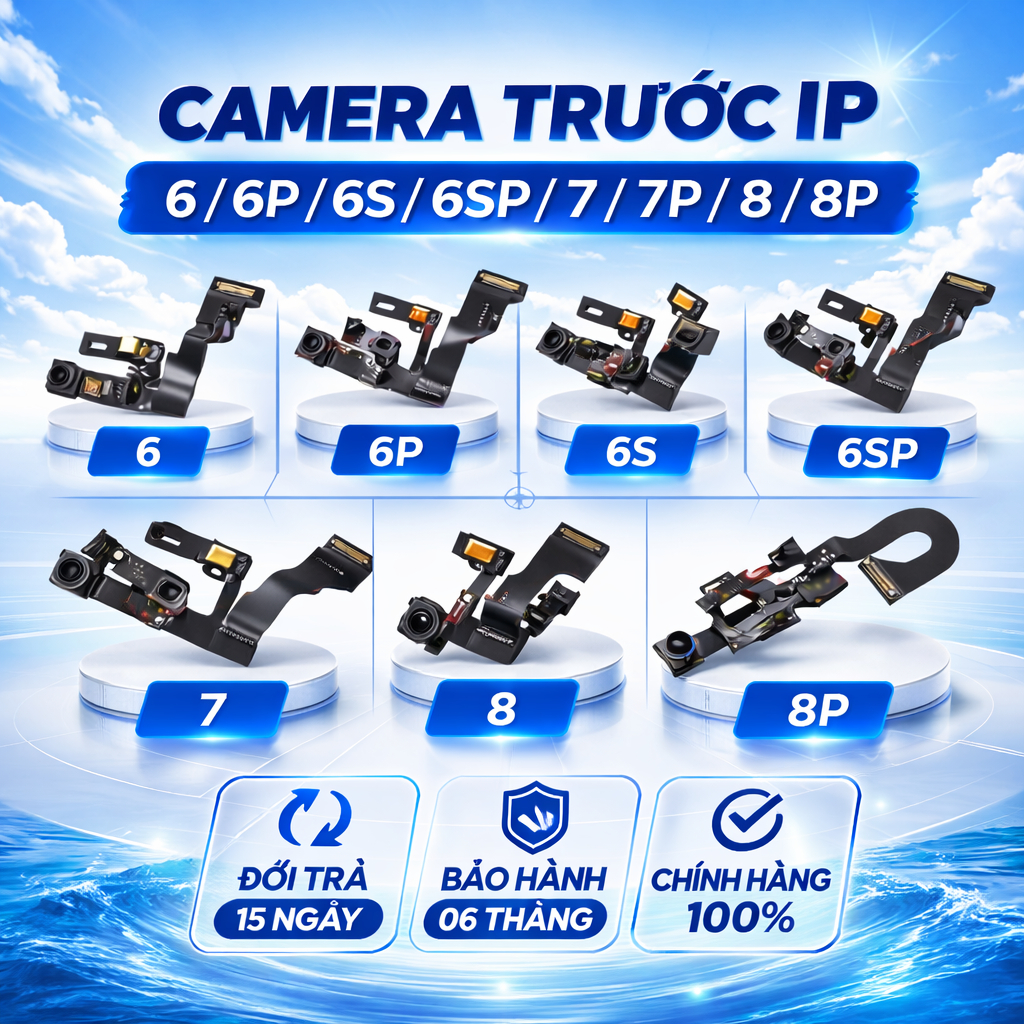 Camera Trước thay thế cho ip 6/ 6p/ 6s/ 6sp/ 7/ 7p/ 8/ 8p Zin Bóc Máy