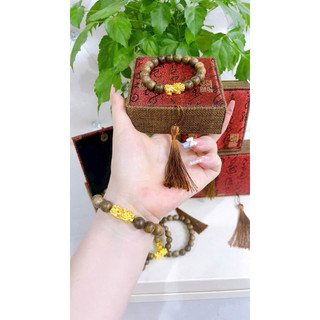 Vòng tay trầm hương cao cấp mix charm tỳ hưu mang lại tài lộc thuận lợi may mắn công việc