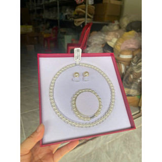 SET BỘ VÒNG Ngọc trai 3 chi tiết vòng cổ vòng tay hoa tai hộp gấm, hộp đỏ, hộp cam,hộp đen