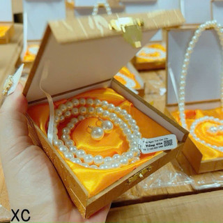 SET BỘ VÒNG Ngọc trai 3 chi tiết vòng cổ vòng tay hoa tai hộp gấm, hộp đỏ, hộp cam,hộp đen