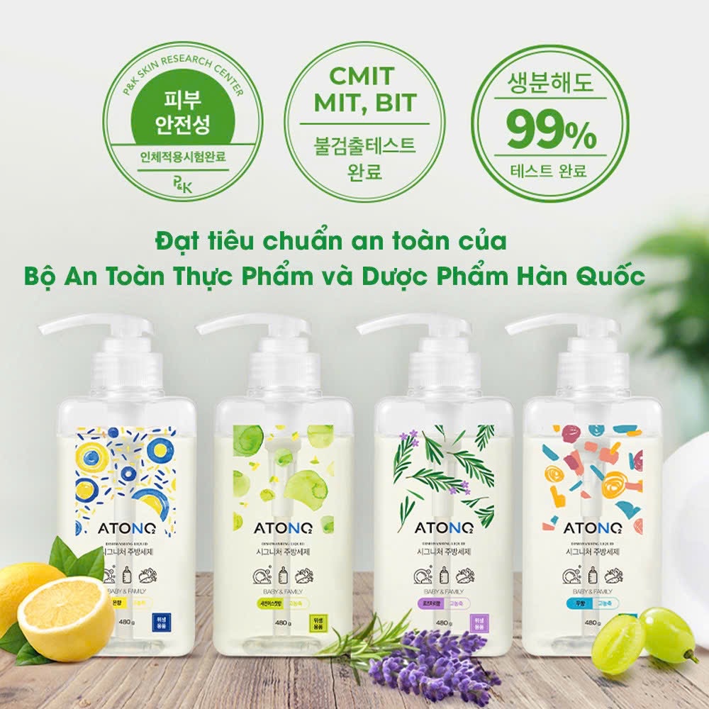 Nước rửa bình, rau củ quả  ATONO2 thuần chay Hàn Quốc, an toàn cho bé từ sơ sinh