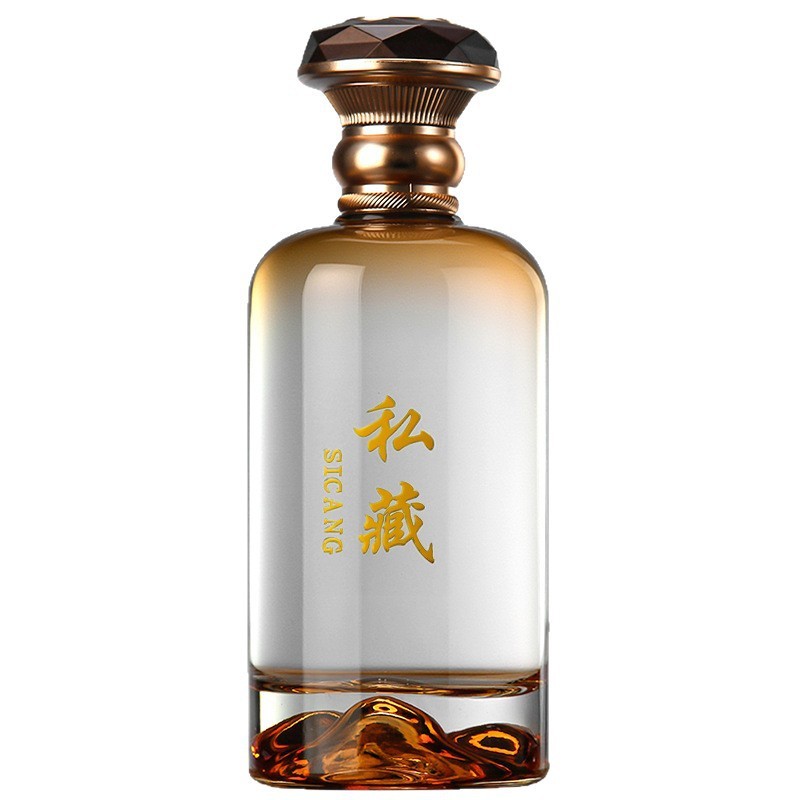 Chai rượu thủy tinh trong suốt 500ml, thủy tinh pha lê, chất liệu màu trắng, chai rượu rộng