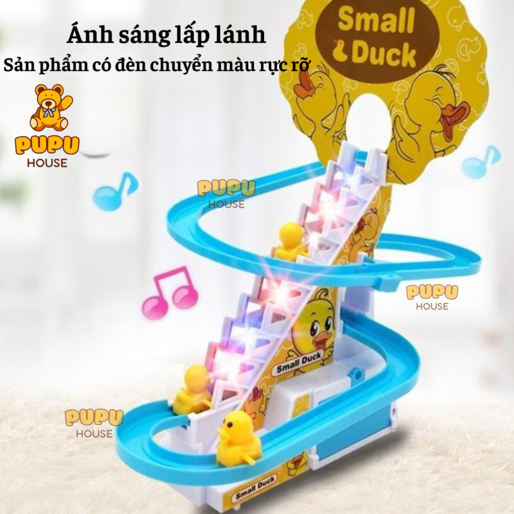 Vịt Leo Cầu Thang Đồ Chơi Cầu Trượt Con Vịt Leo Thang Đồ Chơi Vịt 3 6 9 12 Vịt Có Nhạc Đèn Vịt Vàng-PUPU HOUSE