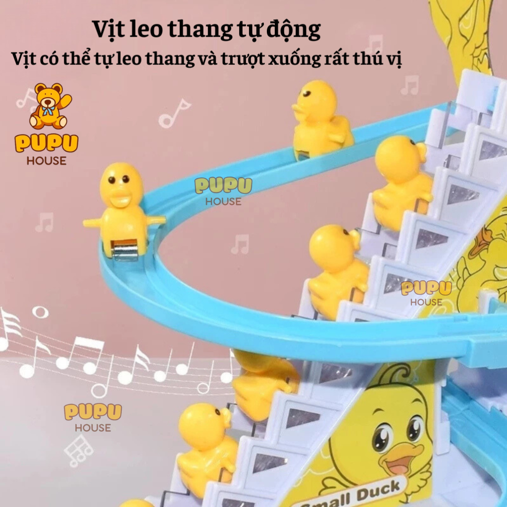 Vịt Leo Cầu Thang Đồ Chơi Cầu Trượt Con Vịt Leo Thang Đồ Chơi Vịt 3 6 9 12 Vịt Có Nhạc Đèn Vịt Vàng-PUPU HOUSE