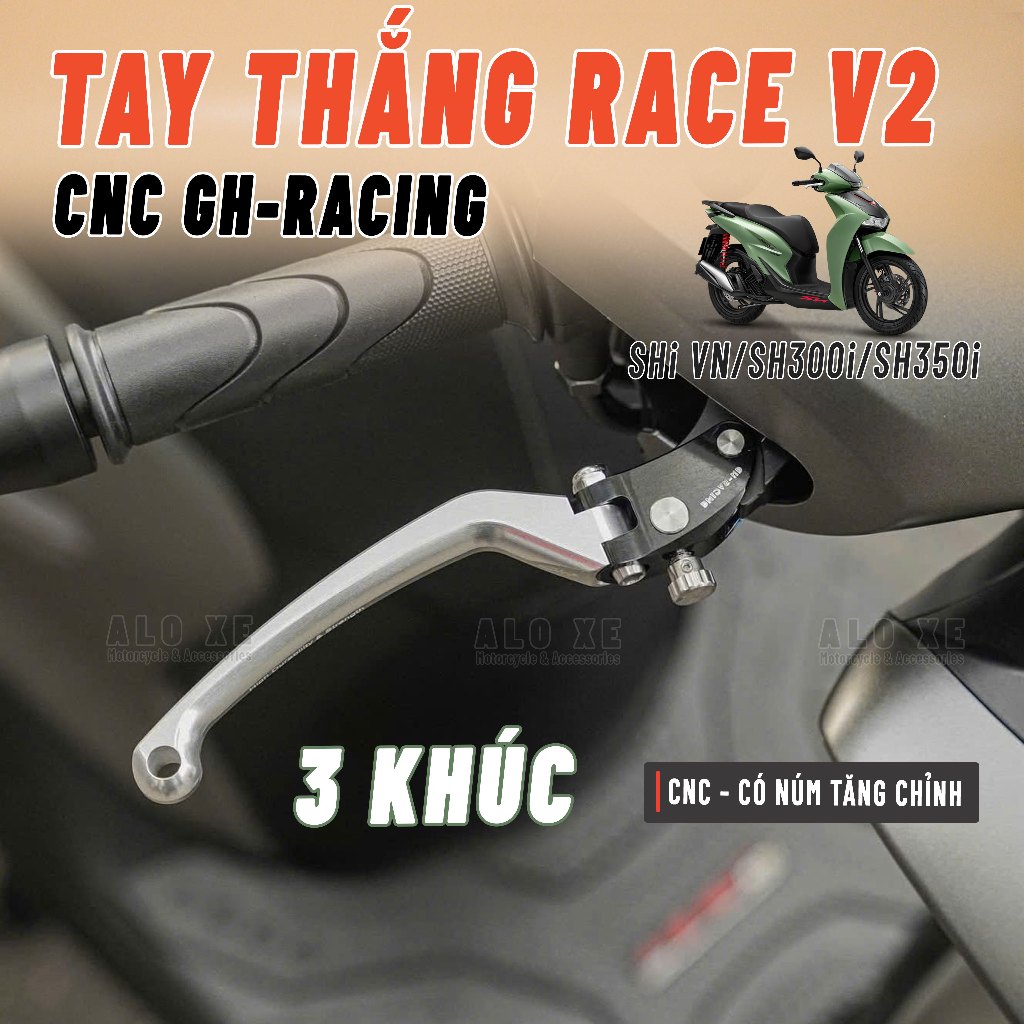 Tay thắng RACE V2 3 Khúc CNC GH-Racing cho xe SHi 125/150/160, SH350i ...