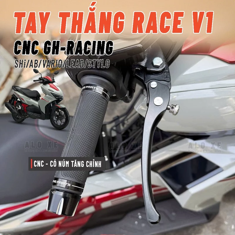 Tay thắng CNC RACE GH-Racing có núm tăng chỉnh INOX 304 lắp cho Stylo 160, AB, Lead 125 4VAL, SHi VN và Vario/Click — ảnh 1