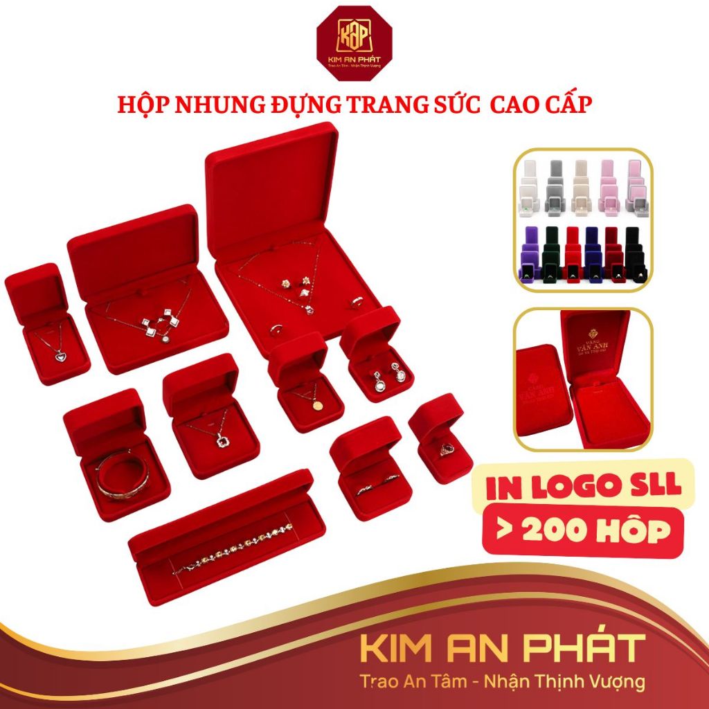 Hộp nhẫn nhung JSP hộp trang sức nhận in Logo hộp đựng nhẫn dây chuyên lăc tay hộp đựng vàng cưới