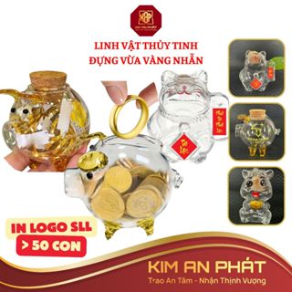 Heo thủy tinh đựng vàng nhẫn in LOGO từ 50 con heo vàng đựng nhẫn JSP heo trang sức ngựa đựng vàng