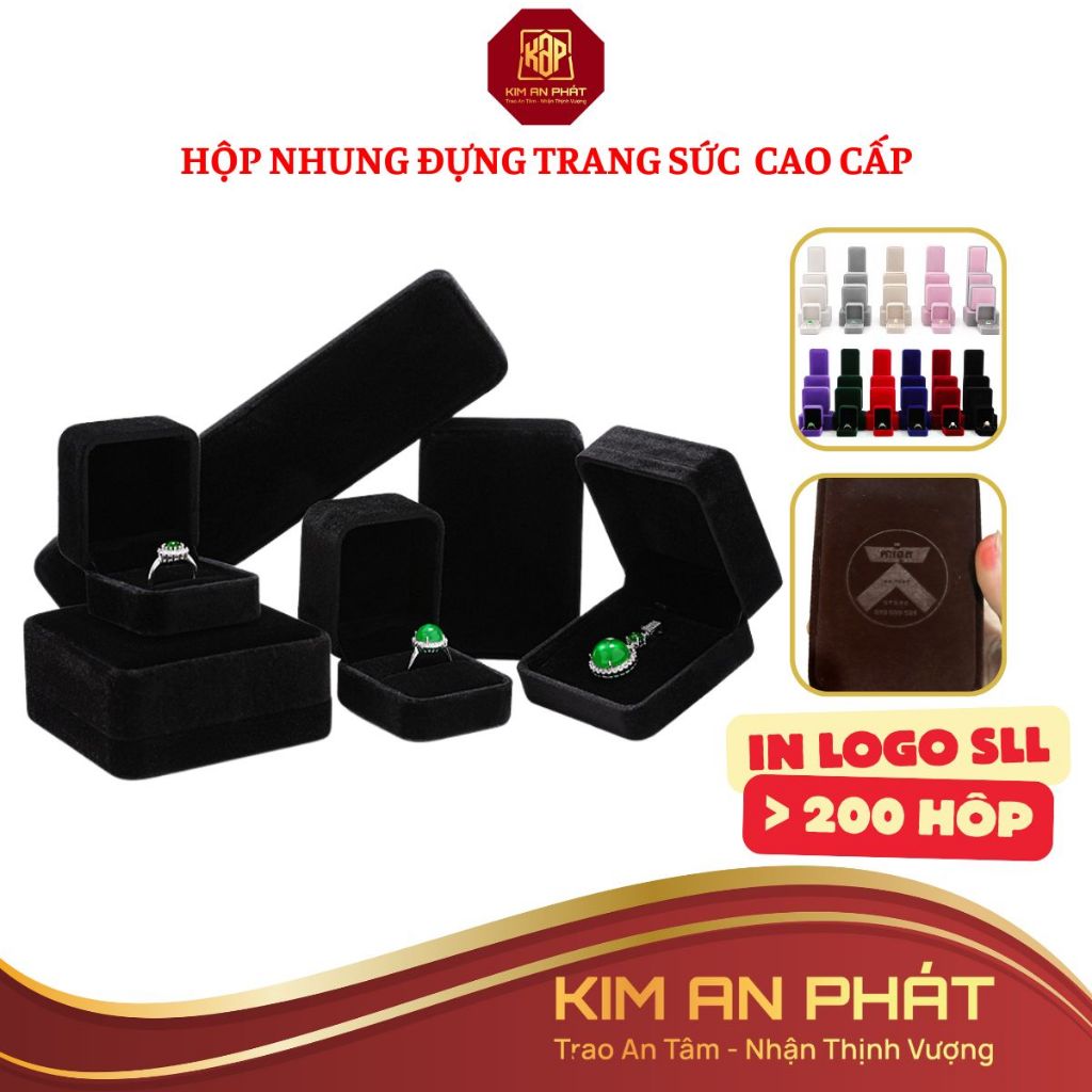 Hộp đựng nhẫn nỉ nhung JSP cao cấp nhận in Logo hộp dây chuyền vòng tay bông tai hộp nhẫn cầu hôn