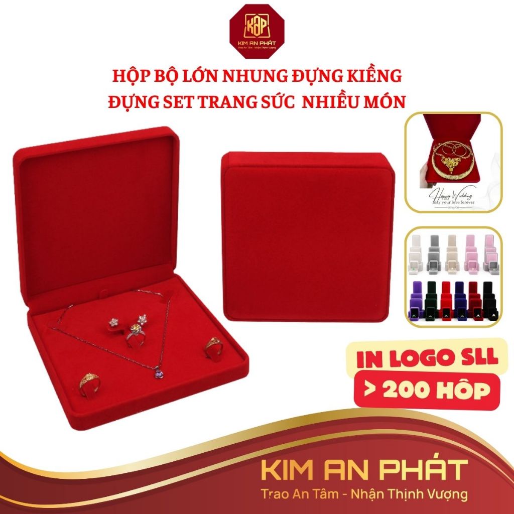 Hộp kiềng cưới JSP hộp đựng vàng cưới nhung hộp đựng chuỗi ngoc trai nhẫn dây chuyên hộp đựng kiềng