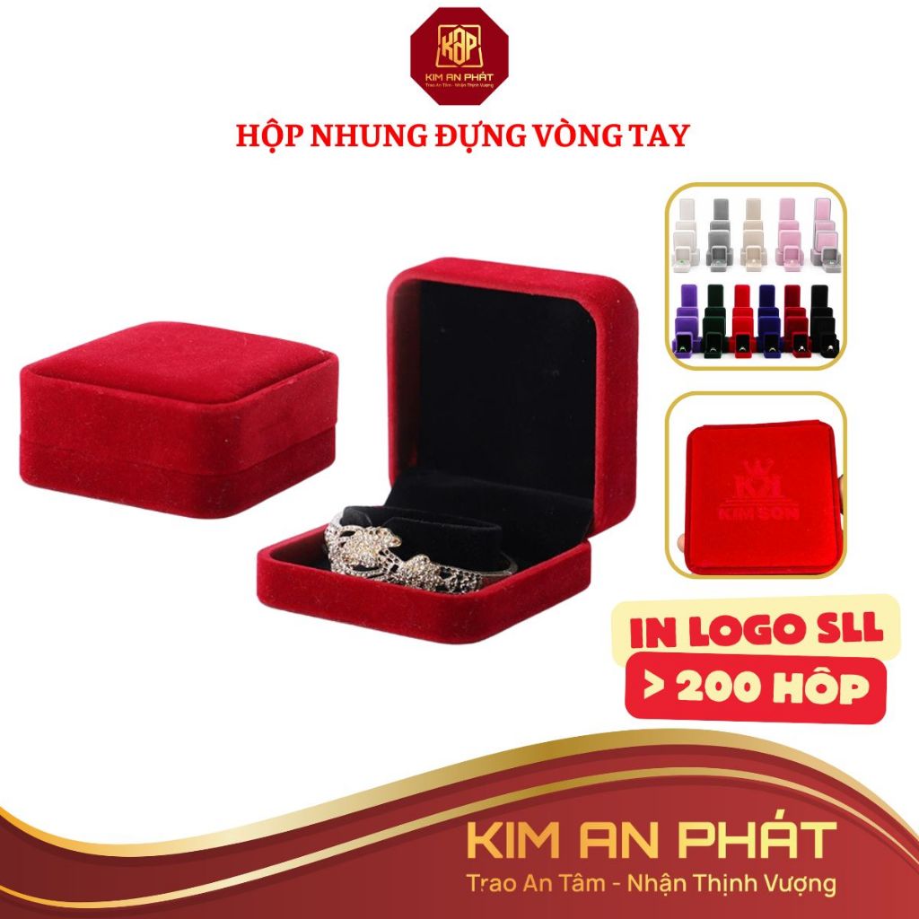 Hộp đựng vòng tay JSP nỉ nhung nhận in Logo hộp vòng tay nhiều màu hộp đựng lắc tay