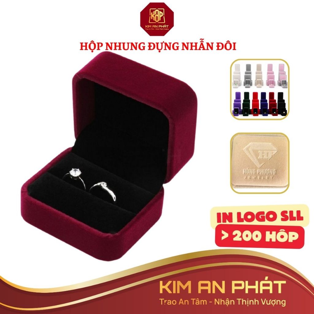 Hộp nhẫn đôi nỉ nhung cao cấp JSP nhận in LOGO hộp đựng nhẫn đôi hộp nhẫn cưới
