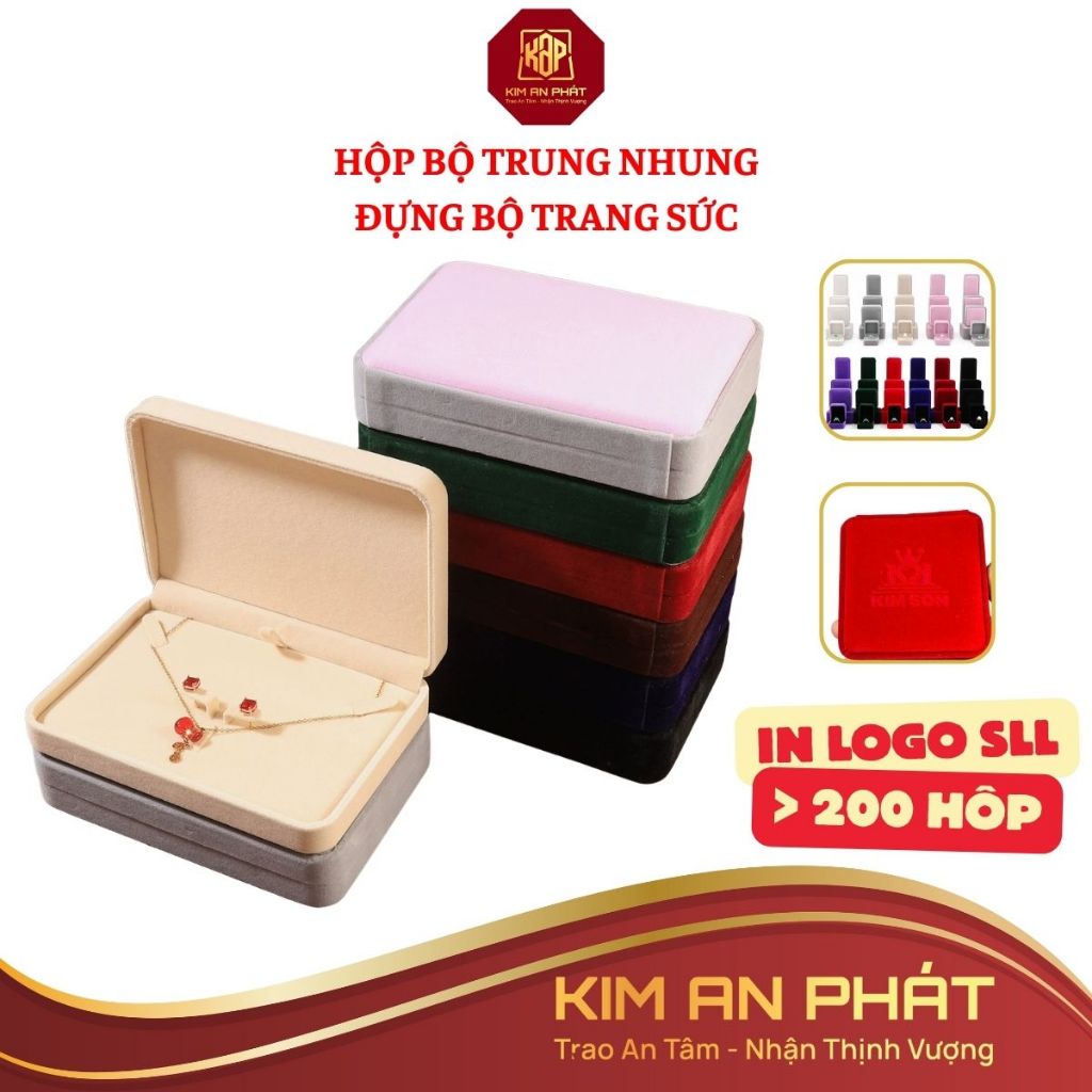 Hộp đựng trang sức Bộ Trung nỉ nhung nhận in Logo hộp đựng nhẫn dây chuyên lăc tay hộp đựng nữ trang