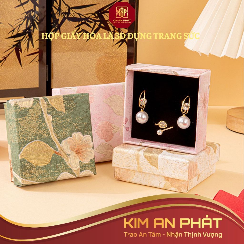 Hộp đựng trang sức giấy FLORA nổi 3D đựng dây chuyền vòng tay nhẫn bông tai lắc phụ kiện ERA BOX