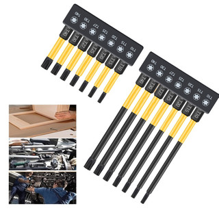 Bộ 7 mũi hoa thị từ tính dài 100mm  | Mũi vít hoa thị chuôi lục giác nam châm trợ lực, thép S2 siêu bền chân 1/4"