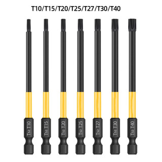 Bộ 7 mũi hoa thị từ tính dài 100mm  | Mũi vít hoa thị chuôi lục giác nam châm trợ lực, thép S2 siêu bền chân 1/4"
