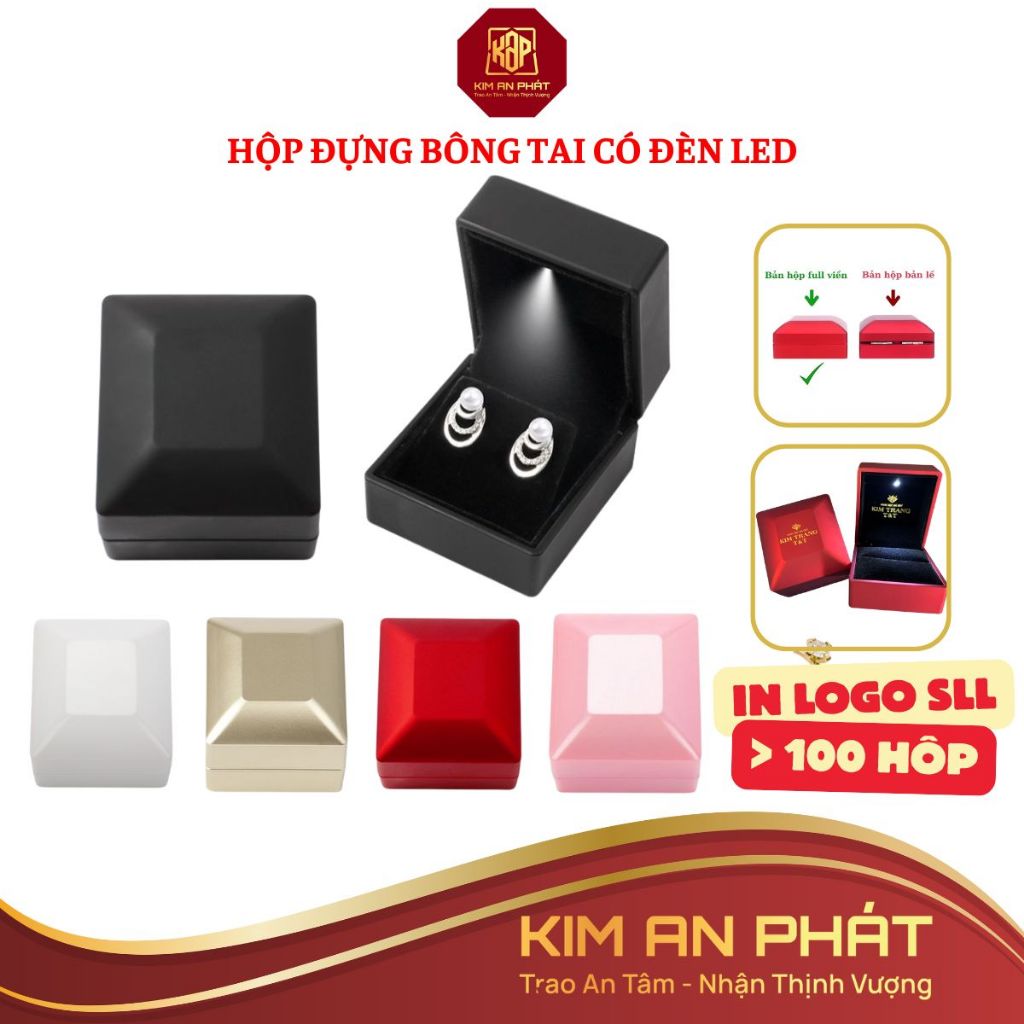 Hộp đựng bông tai có đèn LED hộp khuyên tai trang sức nhận in logo thuong hieu JSP