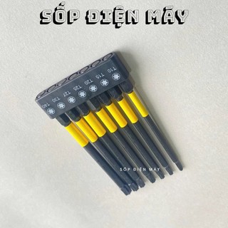 Bộ 7 mũi vít hoa thị bông sao chuôi lục giác dài 100mm có các kích thước đầu khác nhau, thép S2 siêu bền chân 1/4"