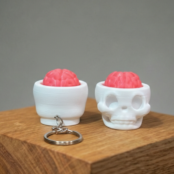 Móc khoá đồ chơi Clicker Skull Brain kèm 1 Switch ấn giảm stress để bàn làm việc - Holymesh