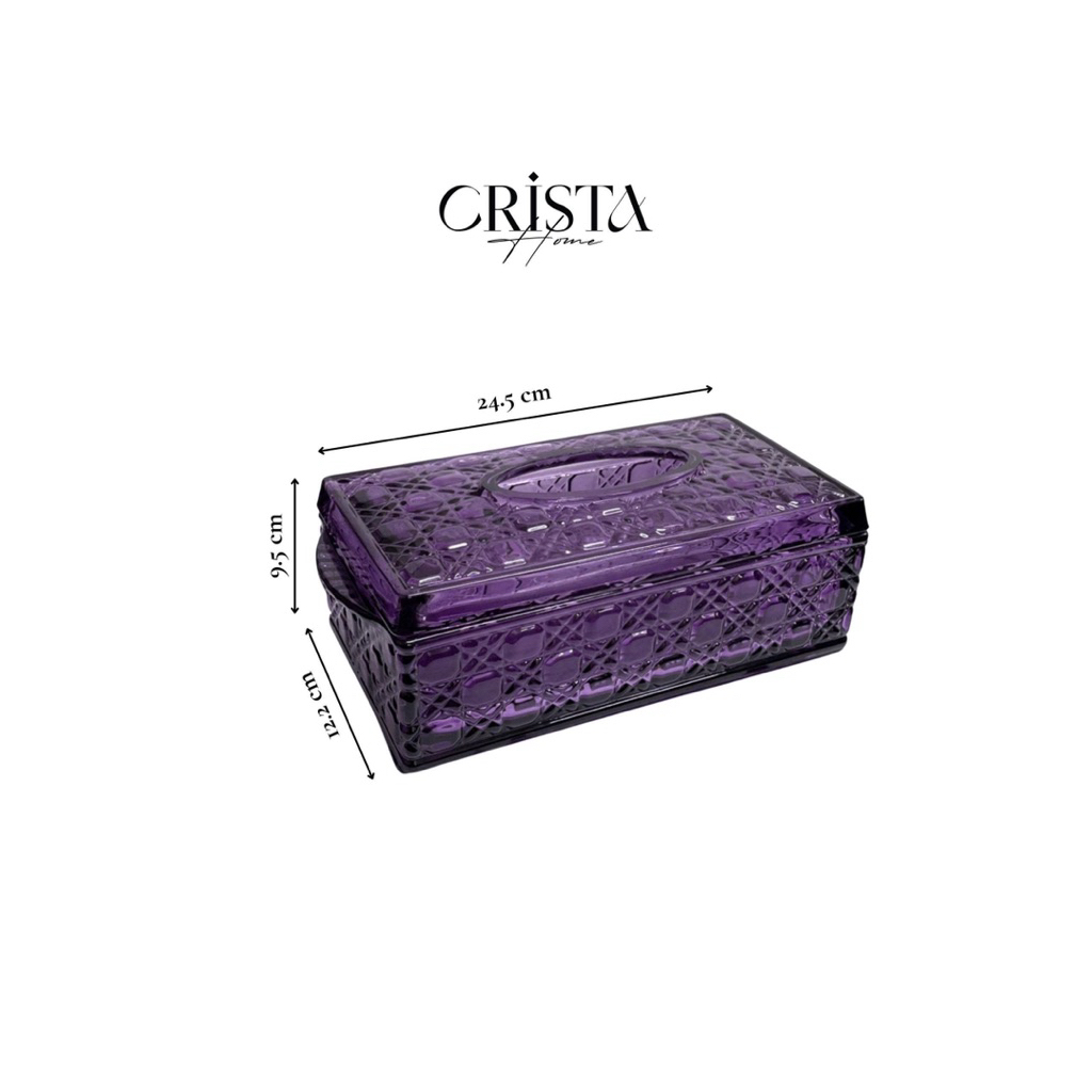 Hộp Thủy Tinh Đựng Giấy Ăn Crista Home 60231 Chính Hãng – Hộp Khăn Giấy Pha Lê Vân Nổi Cao Cấp Decor Phòng Khách