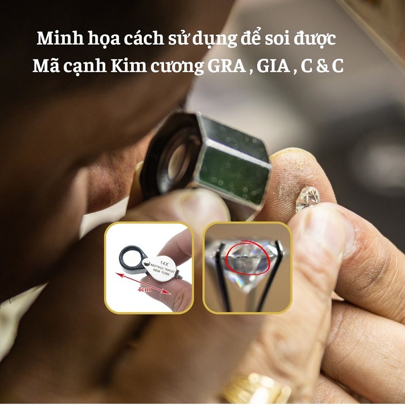 Kính lúp soi kim cuong 14x Newyork GIA GRA kinh lúp soi đá quy trang sức kinh lup câm tay mini