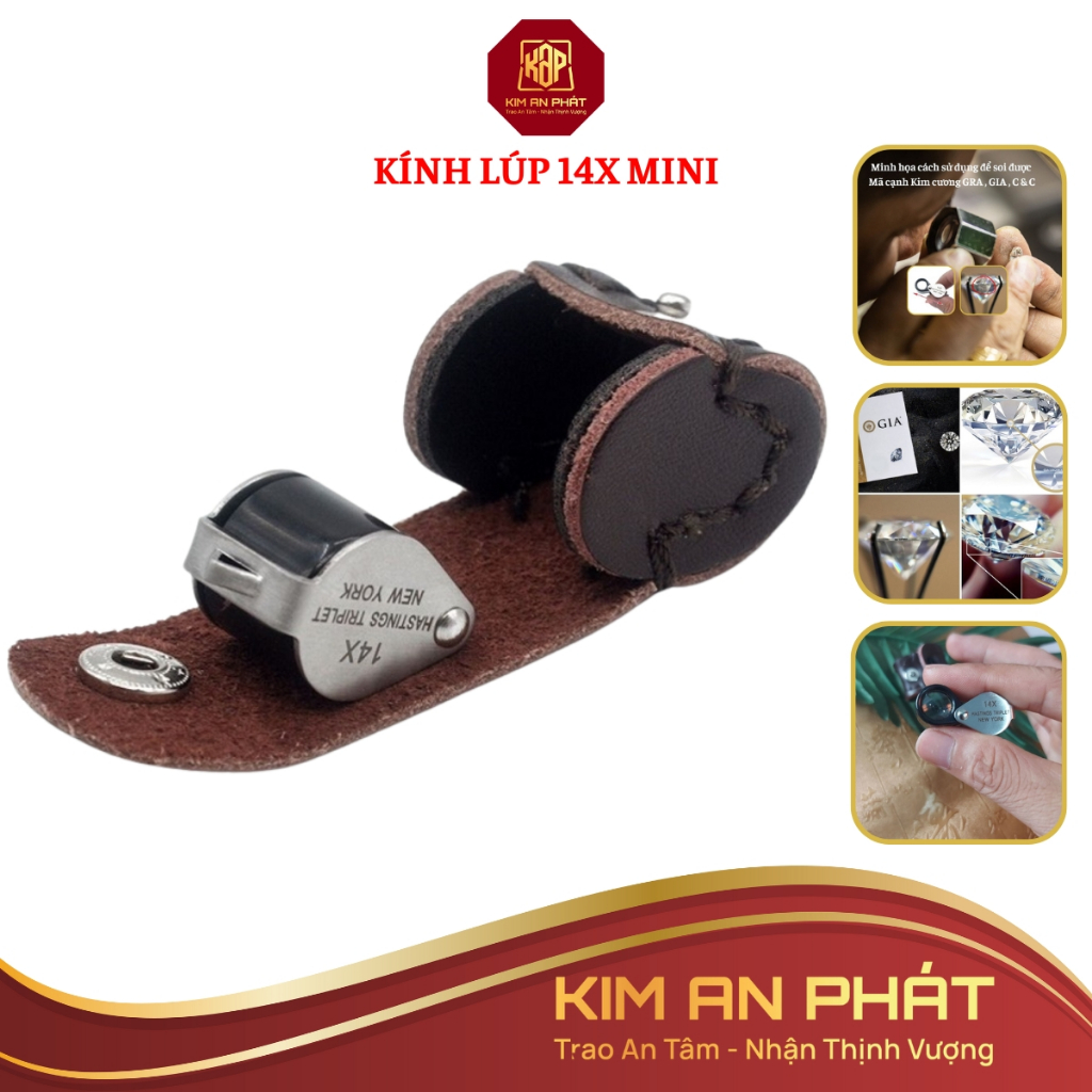 Kính lúp soi kim cuong 14x Newyork GIA GRA kinh lúp soi đá quy trang sức kinh lup câm tay mini