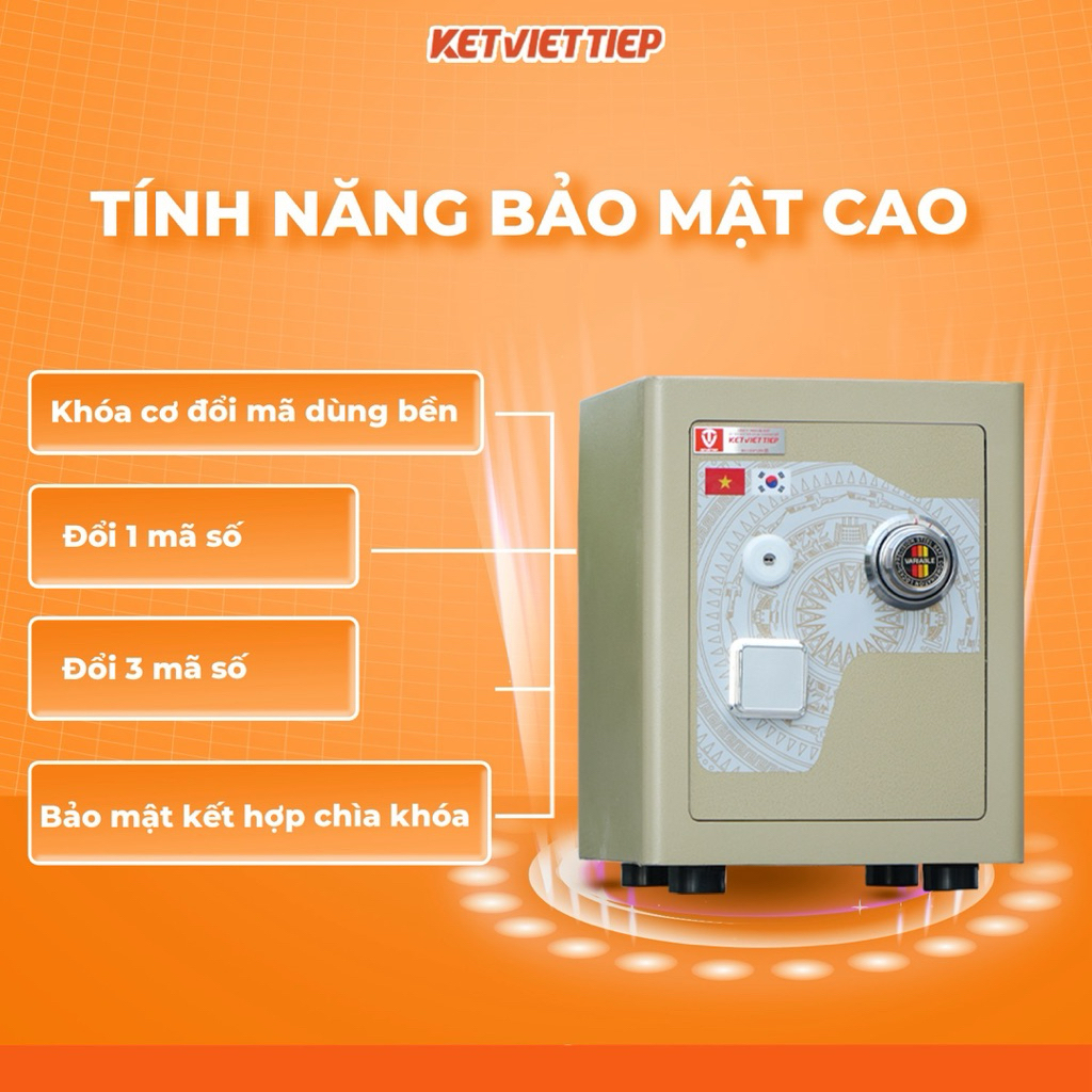 Két sắt Việt Tiệp Siêu Cường Chính Hãng KVTSC35 Thép Đúc Dày 8 Ly Chống Cháy - 50Kg Miễn Phí Giao Hàng Toàn Quốc