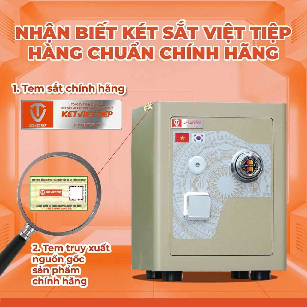 Két sắt Việt Tiệp Siêu Cường Chính Hãng KVTSC35 Thép Đúc Dày 8 Ly Chống Cháy - 50Kg Miễn Phí Giao Hàng Toàn Quốc
