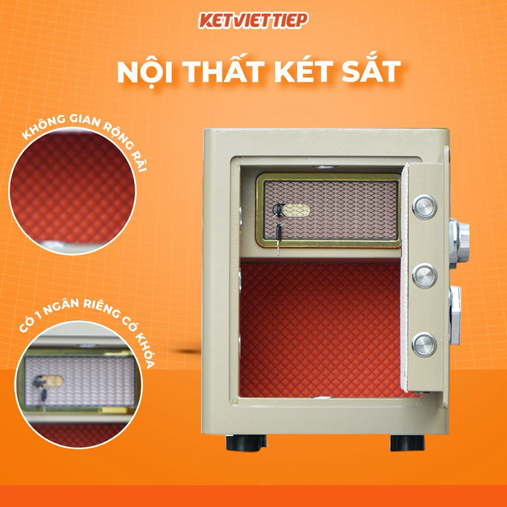 Két sắt Việt Tiệp Siêu Cường Chính Hãng KVTSC35 Thép Đúc Dày 8 Ly Chống Cháy - 50Kg Miễn Phí Giao Hàng Toàn Quốc