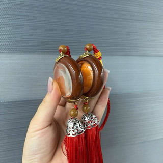 Dây Treo Xe Hơi Phật Bà Quan Âm & Tượng Di Lặc Phong Thủy May Mắn An Toàn Vân Gỗ Rua Đỏ Trang Trí Ô Tô
