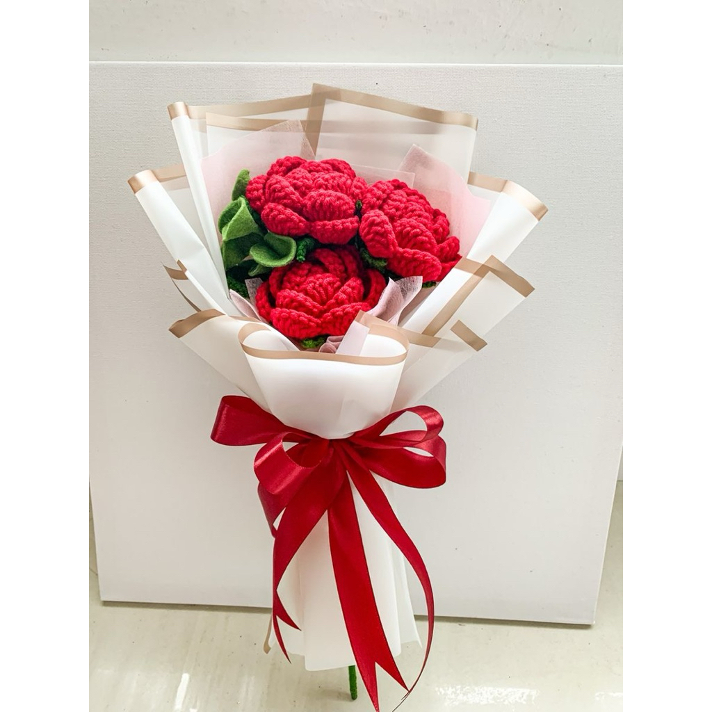 Hoa hồng len bó sẵn - quà tặng handmade