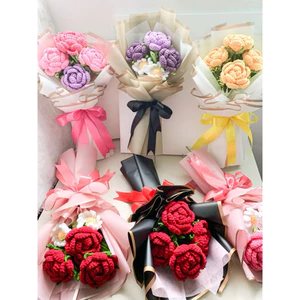 Hoa hồng len bó sẵn - quà tặng handmade