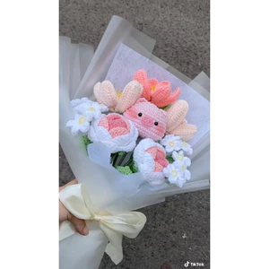 Bó hoa mix đầu thú bằng len- quà tặng handmade