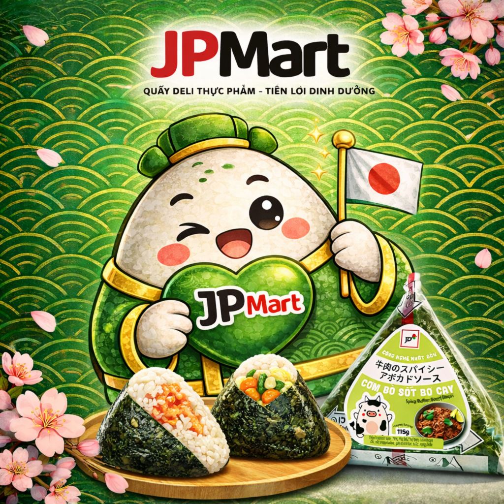 [Hoả Tốc] COMBO - Cơm Thịt Bò Sốt Bơ Cay Tam Giác 115g (Bộ Lục Vị) - Cơm nắm JP - JP Mart