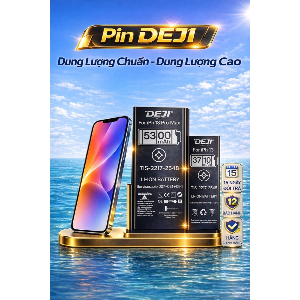 Pin Deji Cho ip 5s/6/6s/6p/6sp/7/7p/8/8p/x/xs/xr/xsm/11/11pro/11promx11/12/12Promax Bảo Hành 6 Tháng