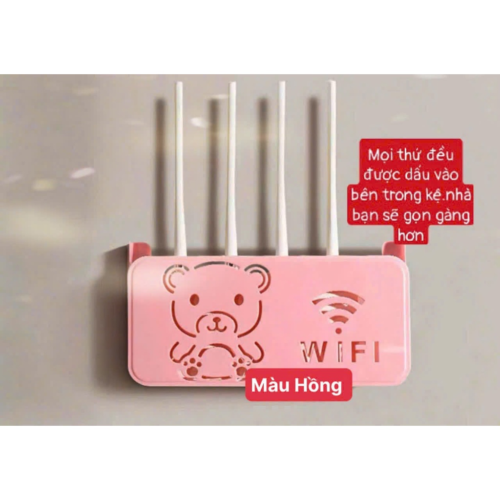 Kệ Treo Wifi Hình Gấu Dán Tường – Giá Đỡ Router Không Cần Khoan, Kệ Đựng Modem Gọn Gàng Tiện Lợi
