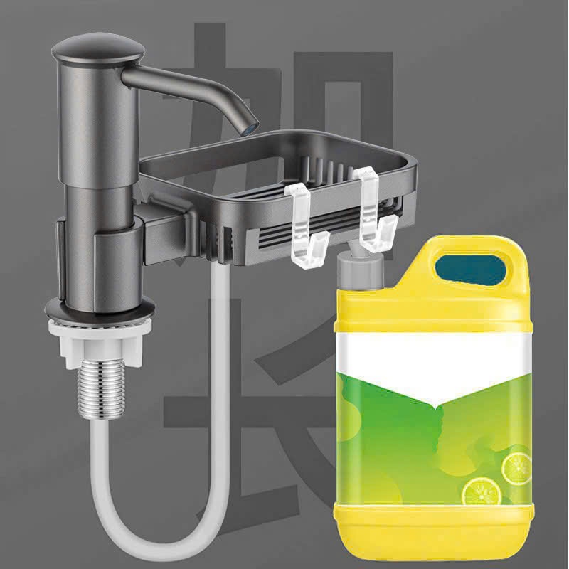 Vòi Bơm Nước Rửa Chén Kèm Giá Để Đồ – Vòi Hút Dung Dịch Âm Bồn Rửa Chén Có Khay Đựng Tiện Lợi