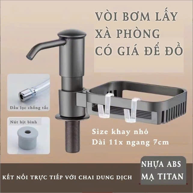Vòi Bơm Nước Rửa Chén Kèm Giá Để Đồ – Vòi Hút Dung Dịch Âm Bồn Rửa Chén Có Khay Đựng Tiện Lợi