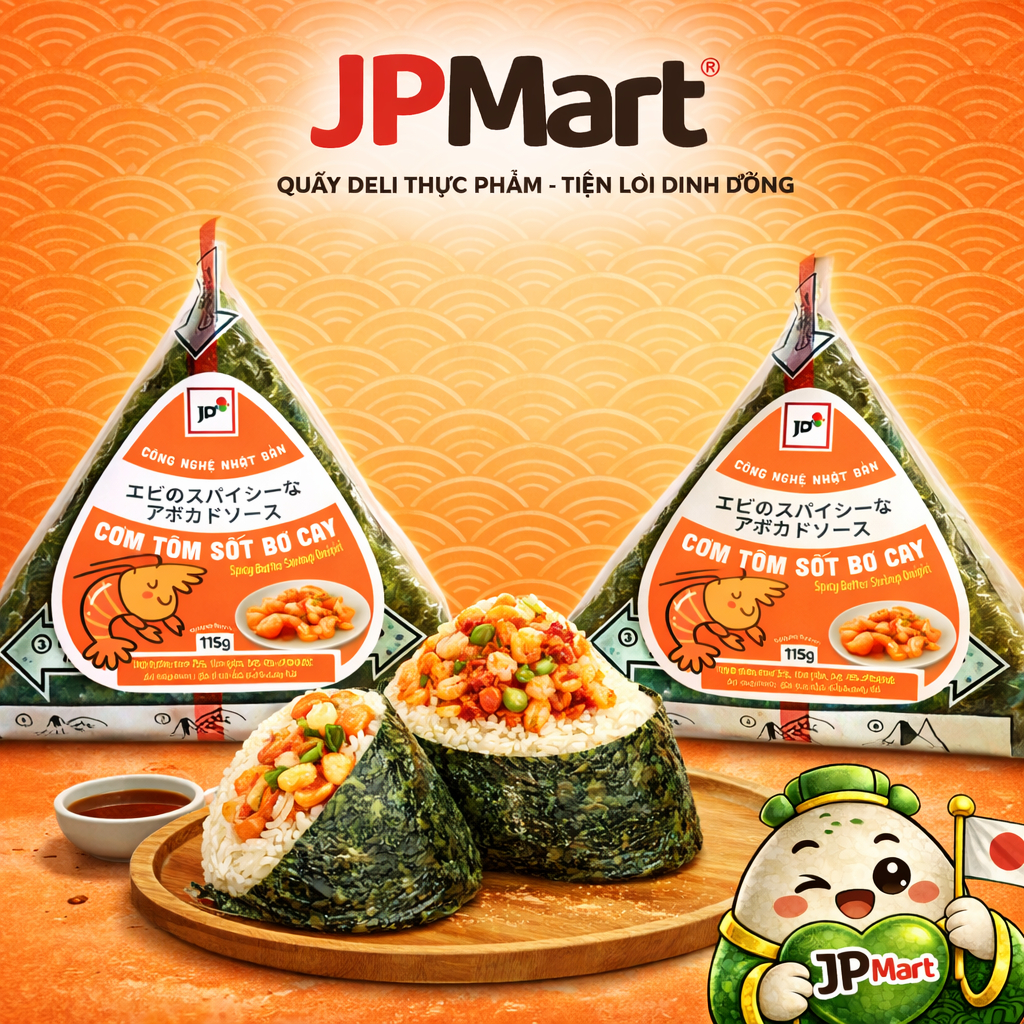 [Hỏa Tốc] Combo - Cơm Nắm Tôm Sốt Bơ Cay Tam Giác 115g JP (Bộ Lục Vị) - JP Mart