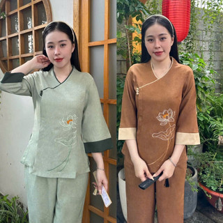 Tim Viền Sen Vải Ấn Độ Cao Cấp Nữ # Đồ Lam Đi Chùa