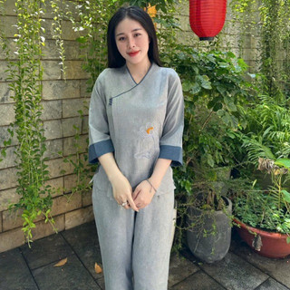 Tim Viền Sen Vải Ấn Độ Cao Cấp Nữ # Đồ Lam Đi Chùa