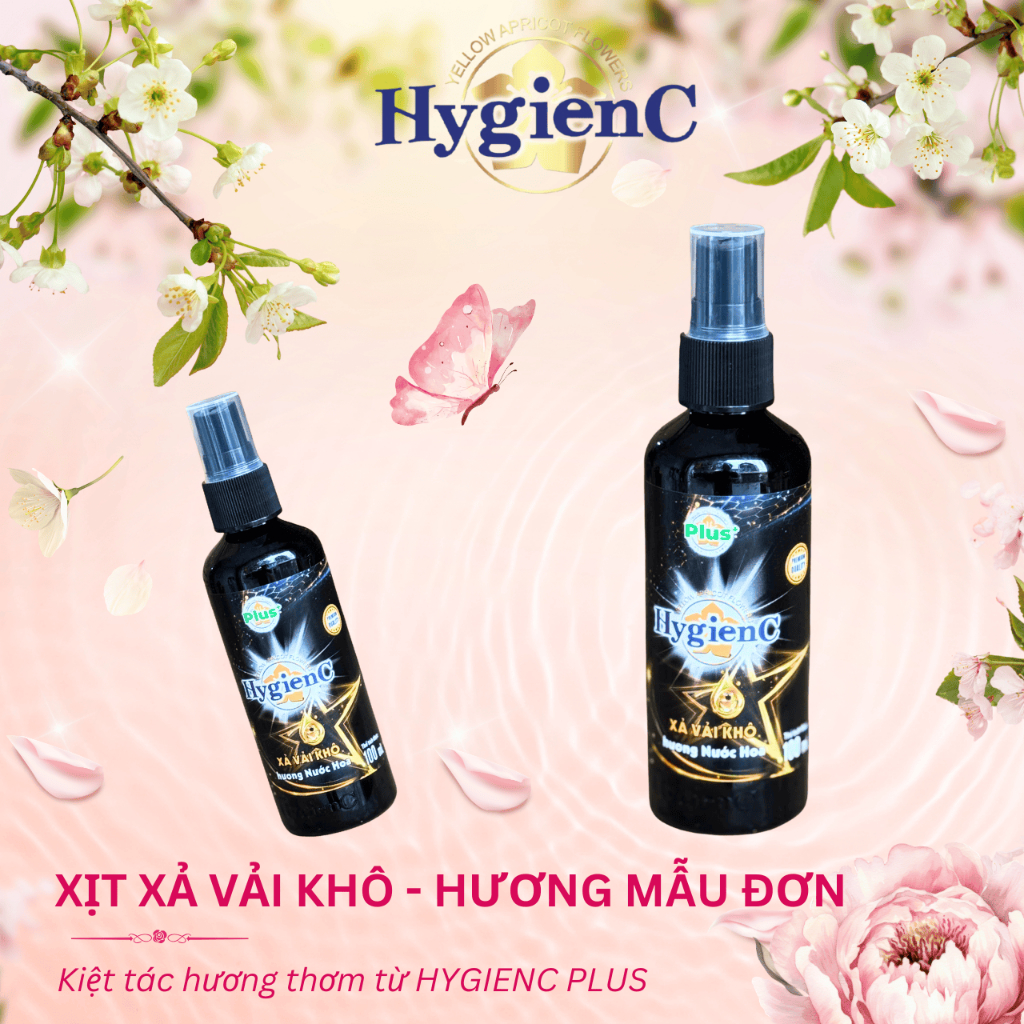 Combo 5 Chai Xịt Xả Vải Khô HygienC Plus 100ML/ Chai - Hương Hoa Mẫu Đơn (Quyến Rũ)