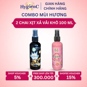 Combo 2 Chai Xịt Thơm Vải HygienC Plus 100 ML/Chai (1 Hương Hoa Hồng + 1 Hương Hoa Mẫu Đơn)
