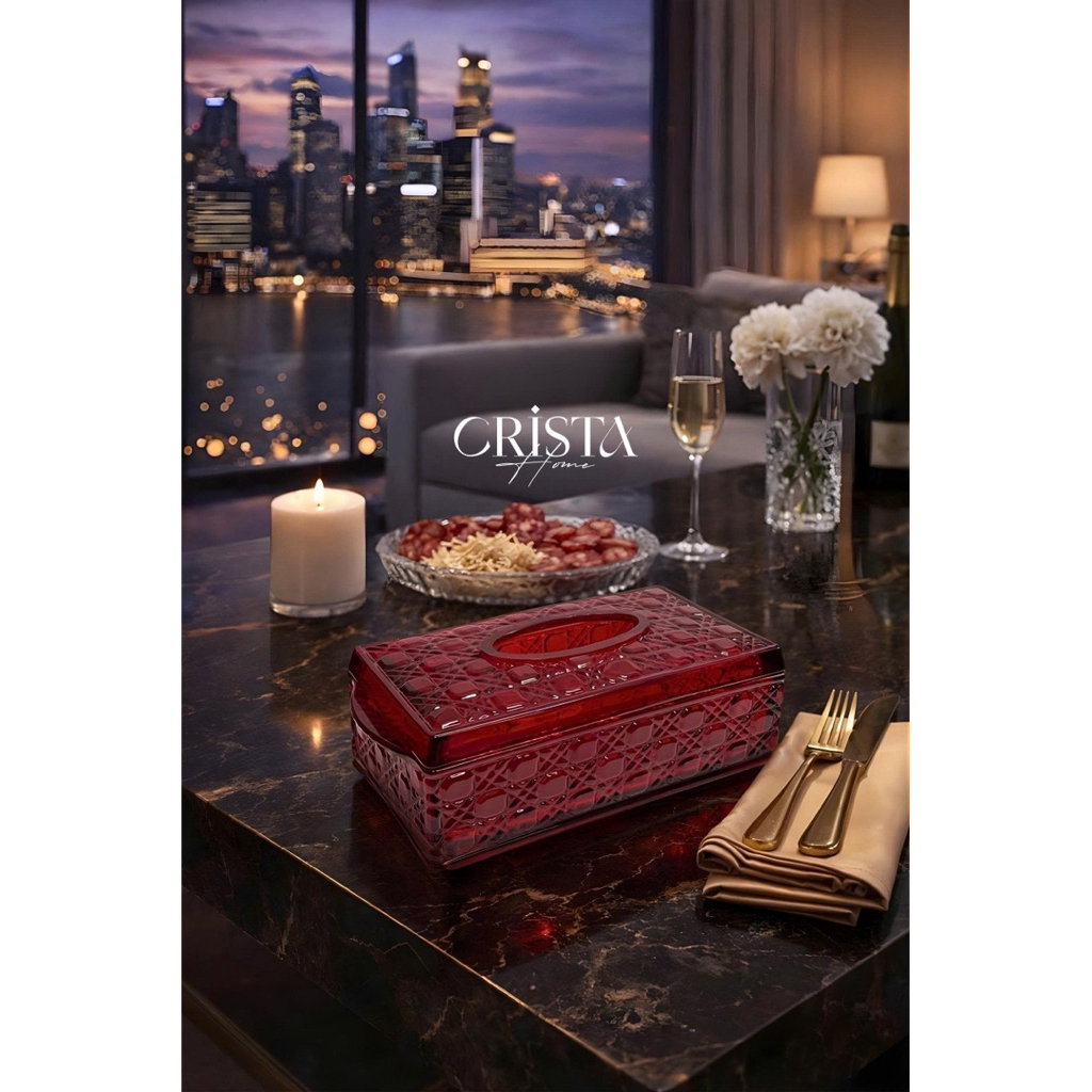 Hộp Thủy Tinh Đựng Giấy Ăn Crista Home 60231 Chính Hãng – Hộp Khăn Giấy Pha Lê Vân Nổi Cao Cấp Decor Phòng Khách