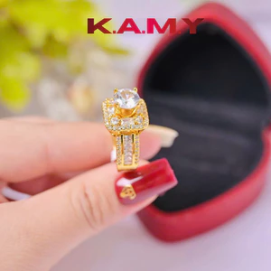 Nhẫn Nữ Đính Đá Mạ Vàng Cao Cấp – Thiết Kế Sang Trọng, Đá Chủ Lấp Lánh, Bền Màu