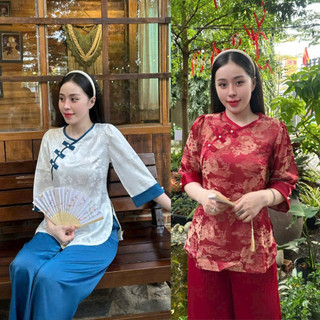 3NútThắt Tay Phối Gấm Nữ # Đồ Lam Đi Chùa