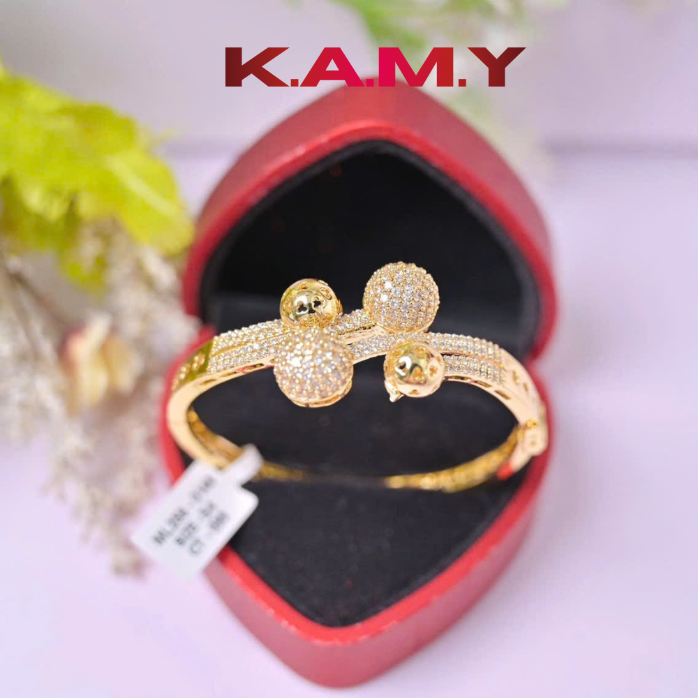 Vòng Tay Nữ Kiểu Bi Mạ Vàng Cao Cấp – Thiết Kế Bi Đính Đá Sang Trọng, Bền Màu, Tôn Cổ Tay
